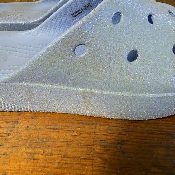 Crocs Classic Platform Glitter Womens 11 Moon Jelly Purple Slide 208233-5Q6 - Picture 3 of 11